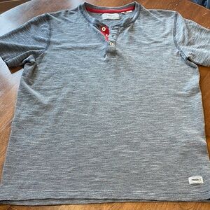 PRODUKT Charcoal Short Sleeve Henley Red Accents Tee M Cotton blend Granddad